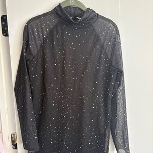 Rachel Antonoff Black Starry Print Long Sleeve Top